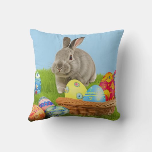 Niedlicher Osterhase für positive Stimmung Throw P Kissen (Rückseite)