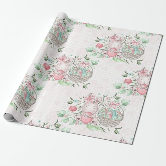 Niedlicher Osterhase Geschenkpapier (Ungerollt)