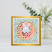 Niedlicher Osterhase im Korb Einladung (Stehend Vorderseite)