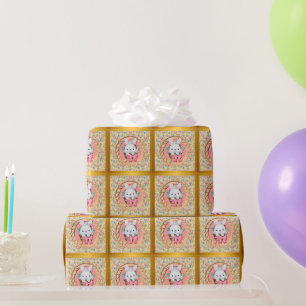 Niedlicher Osterhase im Korb Geschenkpapier