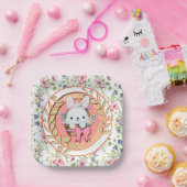 Niedlicher Osterhase im Korb Pappteller (Party)