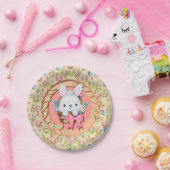 Niedlicher Osterhase im Korb Pappteller (Party)