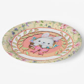 Niedlicher Osterhase im Korb Pappteller (Schrägansicht)