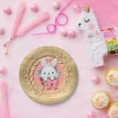 Niedlicher Osterhase im Korb Pappteller (Party)