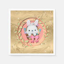 Niedlicher Osterhase im Korb Serviette