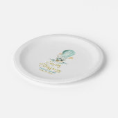 Niedlicher Osterhase in einem Heißluftballon, benu Pappteller (Schrägansicht)