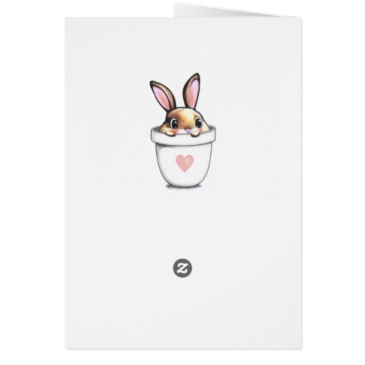 Niedlicher Osterhase in Pflanze Pot & Pink Blume (Hinten)