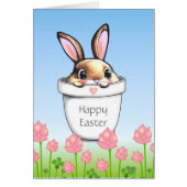 Niedlicher Osterhase in Pflanze Pot & Pink Blume (Vorne)