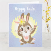 Niedlicher Osterhase Karte (Gelbe Blume)
