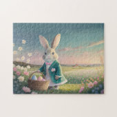 Niedlicher Osterhase mit blauer Jacke Puzzle (Horizontal)
