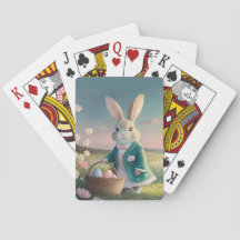 Niedlicher Osterhase mit blauer Jacke