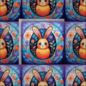 Niedlicher Osterhase mit Blume Stoff (Kachel)