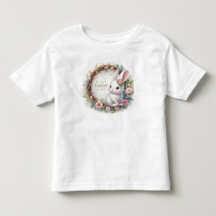 Niedlicher Osterhase mit Blumenkranz Kleinkind T-shirt