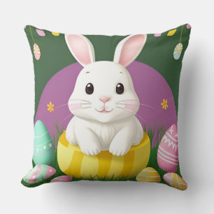Niedlicher Osterhase mit dekorativen Eiern Kissen