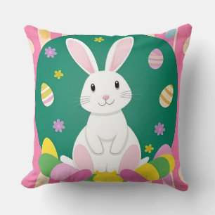 Niedlicher Osterhase mit dekorativen Eiern Kissen