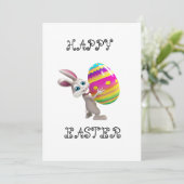 Niedlicher Osterhase mit Eierkarte Feiertagskarte (Stehend Vorderseite)