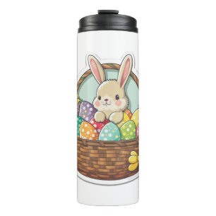 Niedlicher Osterhase mit einem Korb dekorierter Ös Thermosbecher