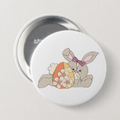 Niedlicher Osterhase mit floralem Ei Button (Vorne & Hinten)