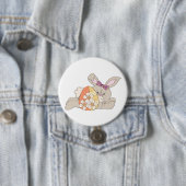 Niedlicher Osterhase mit floralem Ei Button (Beispiel)