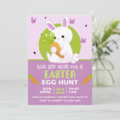Niedlicher Osterhase mit Karrot Geburtstagsparty Einladung (Stehend Vorderseite)