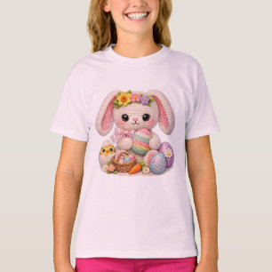 Niedlicher Osterhase mit Küken und Pastell-Eiern T-Shirt