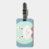 Niedlicher Osterhase mit rosa Herzen Gepäckanhänger (Vorderseite vertikal)