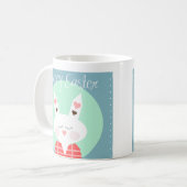 Niedlicher Osterhase mit rosa Herzen Kaffeetasse (Vorderseite Links)