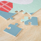 Niedlicher Osterhase mit rosa Herzen Puzzle (Seite)