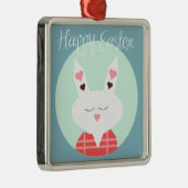 Niedlicher Osterhase mit rosa Herzen Silbernes Ornament (Rechts)