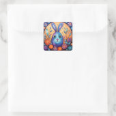 Niedlicher Osterhase Quadratischer Aufkleber (Tasche)