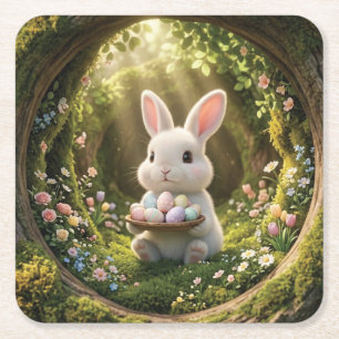Niedlicher Osterhase Rechteckiger Pappuntersetzer
