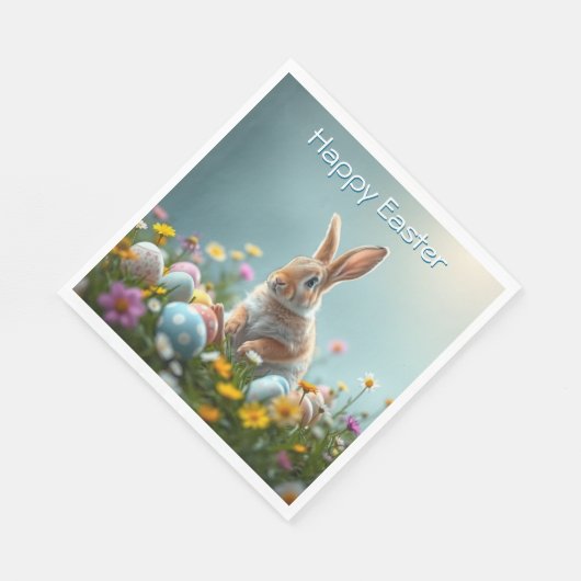 Niedlicher Osterhase Sonniges Party Serviette (Ecke)