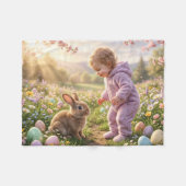 Niedlicher Osterhase und Kind Fleecedecke (Vorderseite (Horizontal))