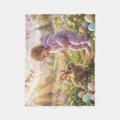 Niedlicher Osterhase und Kind Fleecedecke (Vorderseite)