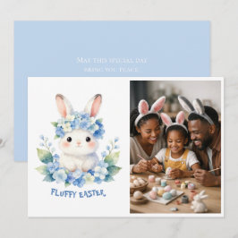 Niedlicher Osterhase Wasserfarbe Hortensie Foto Feiertagskarte