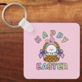 Niedlicher Osterhasen Basketball mit Eiern Schlüss Schlüsselanhänger (Vorderseite)