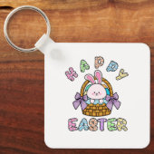 Niedlicher Osterhasen Basketball mit Eiern Schlüss Schlüsselanhänger (Vorderseite)