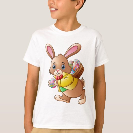 Niedlicher Osterhasen Bratkorb Eierkuchen Urlaub T-Shirt (Vorderseite)
