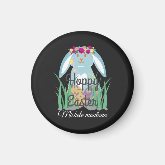 niedlicher Osterhasen Happy Oaster Magnet (Vorne)