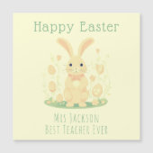 Niedlicher Osterhasen-Lehrer Gelbe Magnetkarte (Vorderseite)