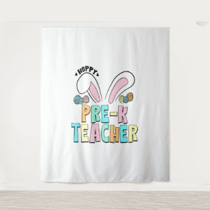 Niedlicher Osterhoppe Pre-K-Lehrer Bunny Ears Wandteppich