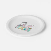 Niedlicher Osterhopper Lehrer Bunny Ears Pappteller (Schrägansicht)