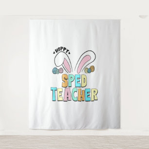 Niedlicher Osterhoppy Sped Teacher Bunny Ears Wandteppich