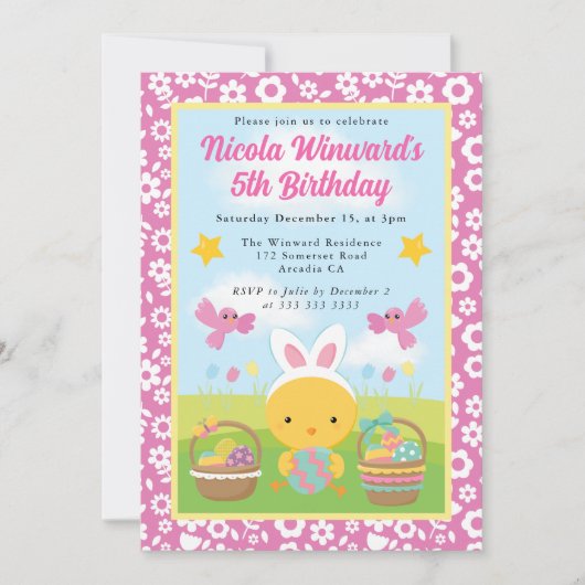 Niedlicher Osterkick Frühjahr Kindergeburtstag Einladung (Vorderseite)