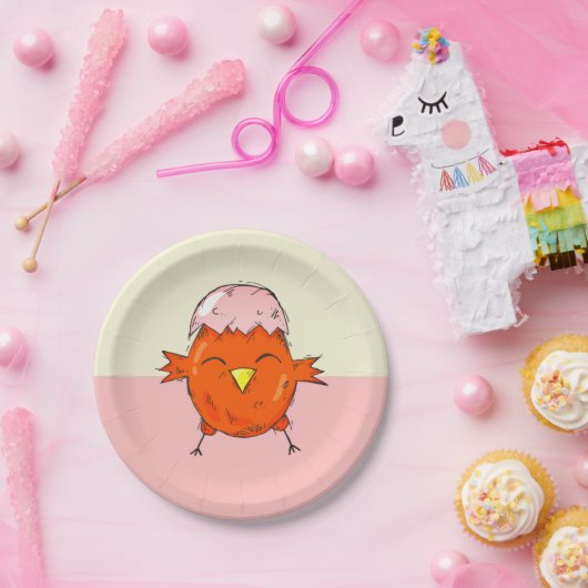 Niedlicher Osterkick mit Eggshell auf Head Pappteller (Party)