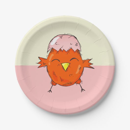 Niedlicher Osterkick mit Eggshell auf Head Pappteller (Vorderseite)