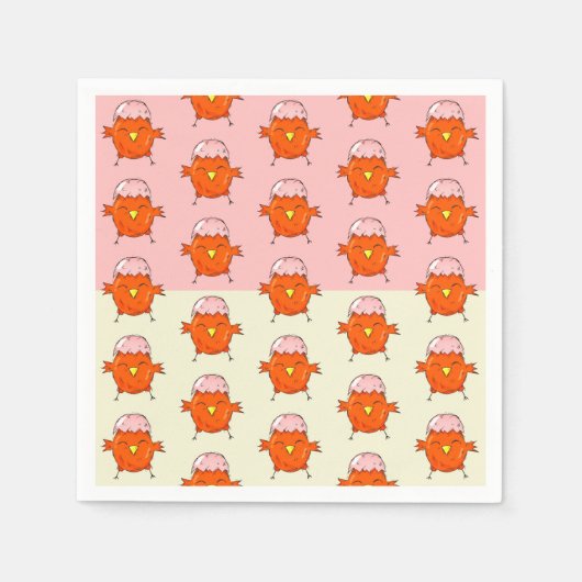 Niedlicher Osterkick mit Eggshell Muster Party Serviette (Vorderseite)