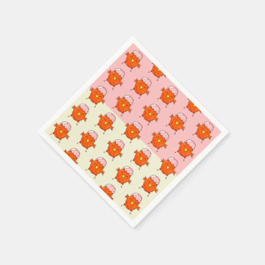 Niedlicher Osterkick mit Eggshell Muster Party Serviette (Ecke)