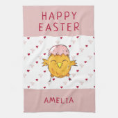 Niedlicher Osterkick mit Oggshell Herzlichen Glück Geschirrtuch (Vertikal)