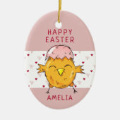 Niedlicher Osterkick mit Oggshell Herzlichen Glück Keramik Ornament (Vorne)